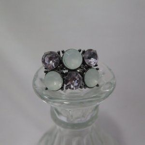 Vera Wang Silver Tone Stretch Ring with Stones